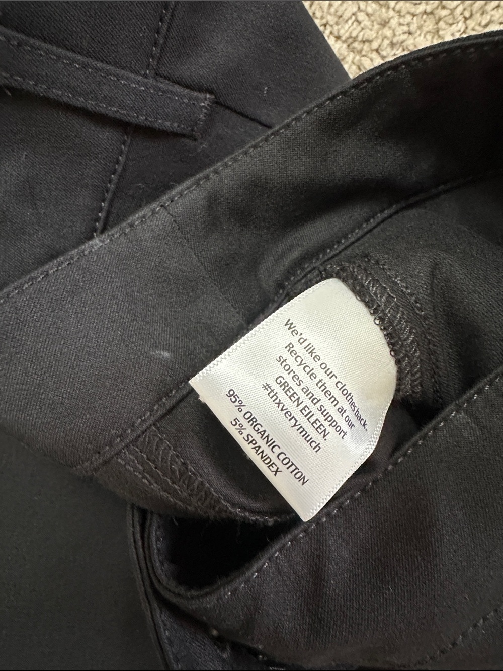 NWT Eileen Fisher ORGANIC COTTON BLACK SLIM ANKLE PANT - Picture 9 of 11